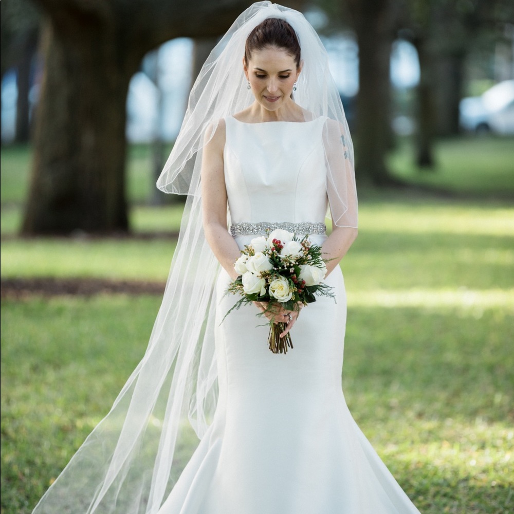 Minimalist and elegant satin wedding dress